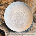 Dekoratives Holz-Tablett »Mandala« weiß Ø 39 cm