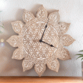 Energie-Uhr »Blume des Lebens«, Mangoholz, Ø 38 cm