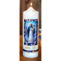 Marienkerze Blau/gold »Maria hilf« Kerzenfarbe Eierschale