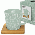 Kaffee-Becher »Eukalyptus« mit Holzuntersetzer