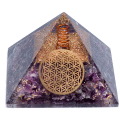 Orgonit-Pyramide »Amethyst mit Blume des Lebens«, 7×7×6 cm