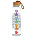 Chakra-Glaswasserflasche mit Bambusdeckel, 500ml