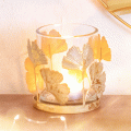 Goldenes Windlicht »Ginkgo«, H ca. 9 cm