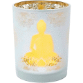 Windlicht groß »Golden Buddha«, gefrostet, H 12,5 cm