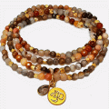 Botswana Achat-Halskette / Wickelarmband mit Om-Charm