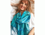 Schimmernder Seidenschal »Kashmir Bluelady« 30 × 180 cm