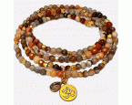 Botswana Achat-Halskette / Wickelarmband mit Om-Charm