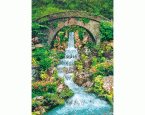 Großposter ZEN-Gärten Wasserfall mit Brücke