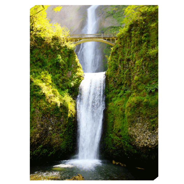 Leinwandbild Wasserfall mit Brücke, 45 x 30 cm