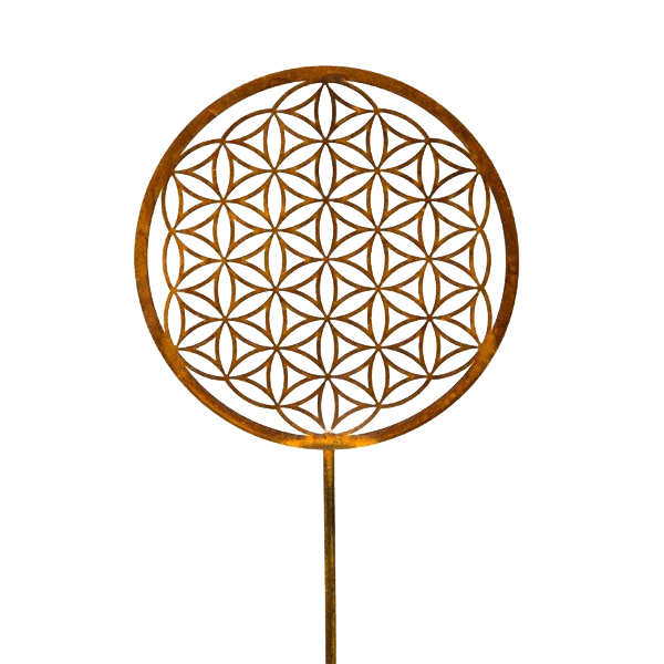 Edelrost-Gartenstecker »Blume des Lebens« – Gesamtlänge 105 cm