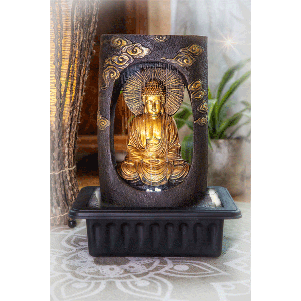FENG SHUI Fensterbild  Goldener Buddha Meditation groß 