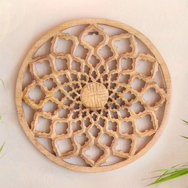 Holz-Wandbild »Lotus-Mandala«, Ø ca. 40 cm