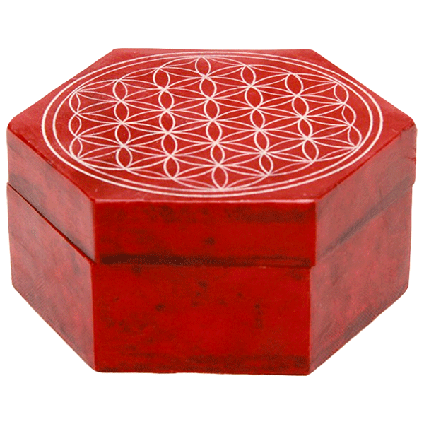 Speckstein-Schatulle »Blume des Lebens«, rot
