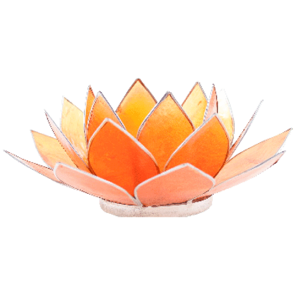 Lotus-Teelichthalter ORANGE, mit Silberrand