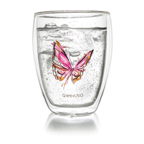 Thermoglas »Schmetterling« rot