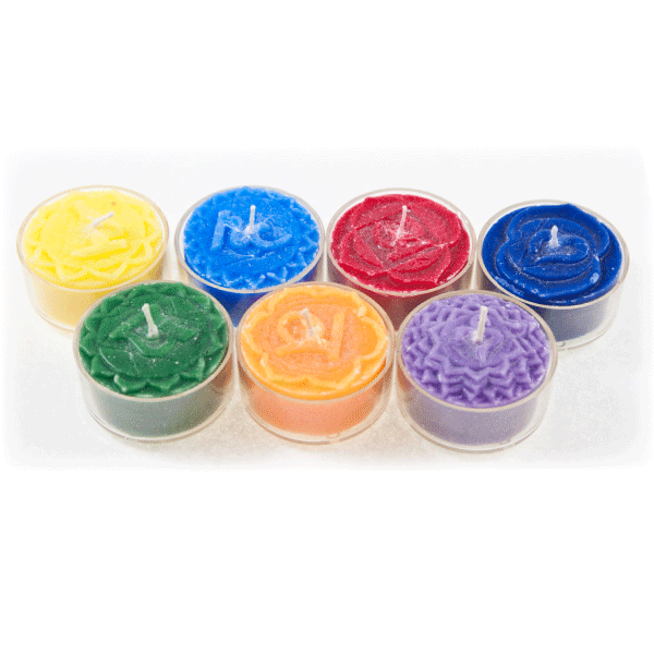 Chakra Duft-Teelichter Set, 7 verschiedene Farben