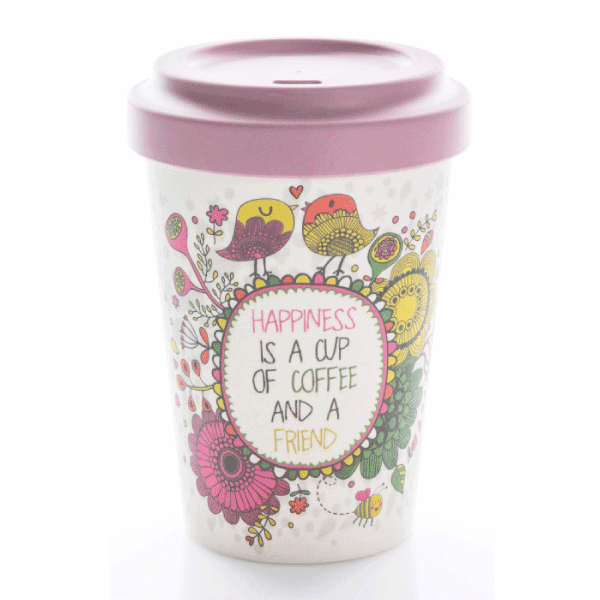 BambooCup »Happiness is a cup of...«, To-Go-Becher