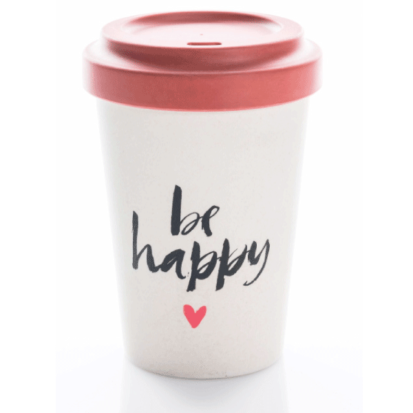 BambooCup »Be happy«, To-Go-Becher
