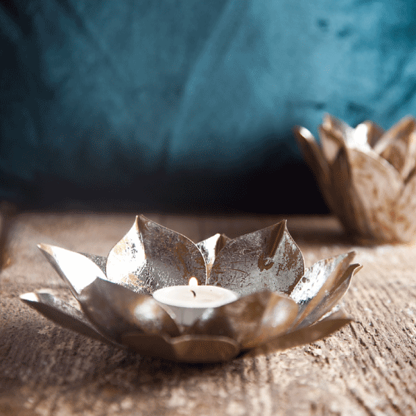 Teelichthalter »Lotus«, Metall, ca. 15 x 4 cm