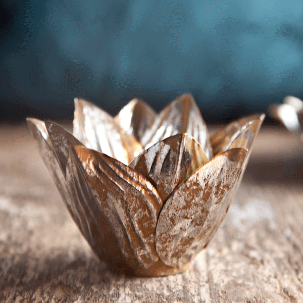 Teelichthalter »Blütenkelch«, Metall, ca. 10 x 8 cm