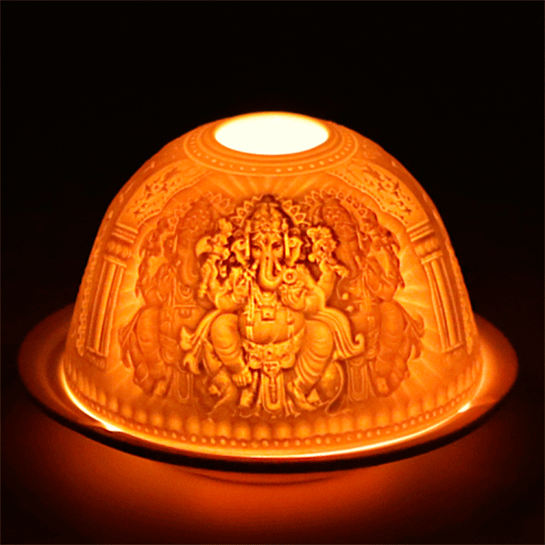 Porzellan-Windlicht »Ganesha«