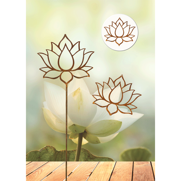 Edelrost-Pflanzenstecker »Lotus« – Gesamtlänge 70cm