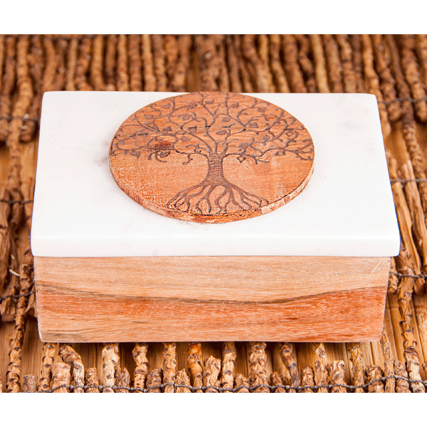 Schatulle »Lebensbaum« Akazienholz, Marmor