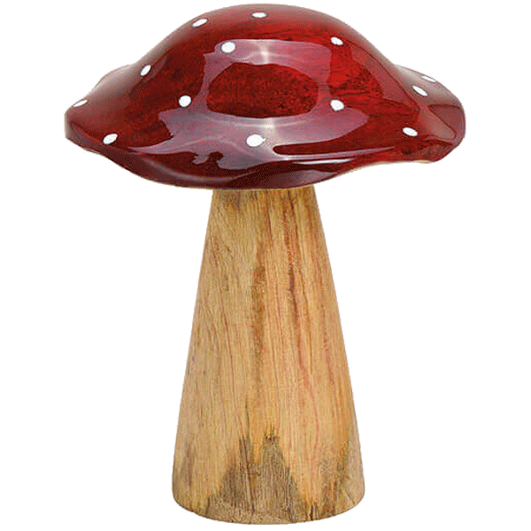 Pilz aus Mangoholz Rot, braun (B/H/T) 12x16x12cm