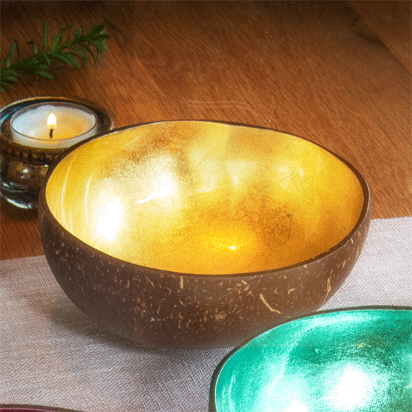 Kokosschale gold 21 x 13 bis 15 cm 