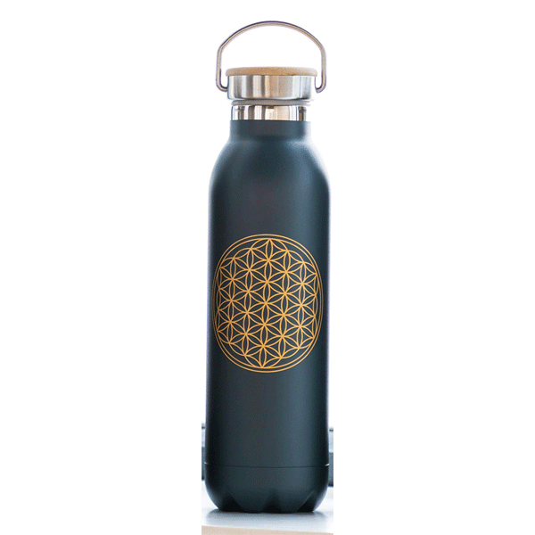 Isolier-Trinkflasche »Blume des Lebens« 600 ml mattanthrazit