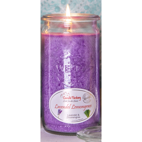 Duftkerze »Lavendel-Lemongrass«, violett 13,5 cm