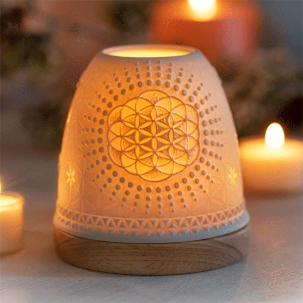 Porzellan-Teelichthalter »Blume des Lebens« 