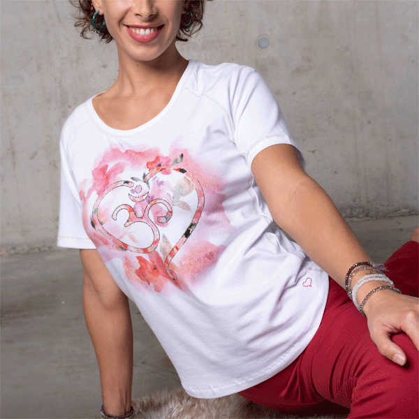 Shirt »OM Flower« Gr. XXL (48/50) weiß / rose / gold