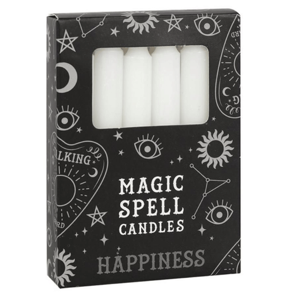 Spell Candles weiß »Happiness«, 12 Stück