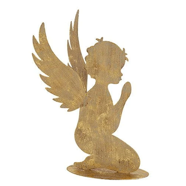 Metallfigur »Engel« gold glitzer, H 21cm, »Flügel nach oben«