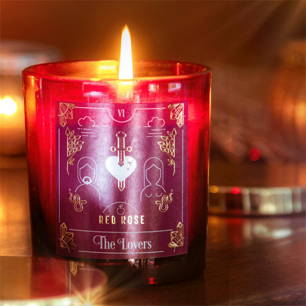 Tarot Candle »The Lovers« mit schönem Rosenduft