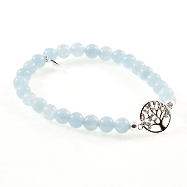 Aquamarin-Armband »Baum des Lebens« Zirkonia Silber