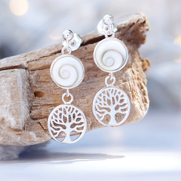 Ohrhänger »Baum des Lebens« mit Shivaauge 925er Silber