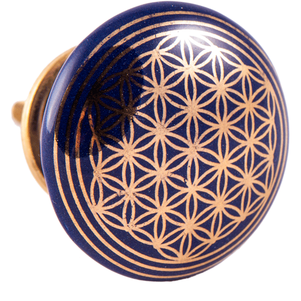 Keramik-Knauf dunkelblau »Blume des Lebens«