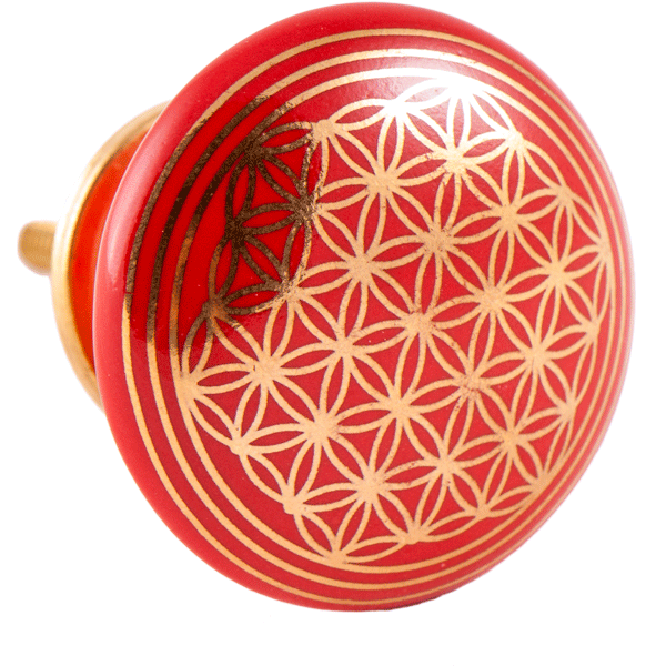 Keramik-Knauf rot »Blume des Lebens«